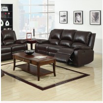 Idf-6555-s Rustic Dark Brown Leatherette Recliner Sofa
