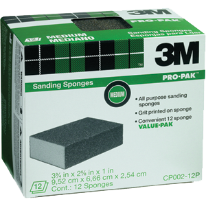 CP002-12P 3.75 x 2.62 x 1 in. Medium Sanding Sponge- 12 Pack