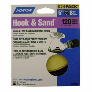 49219 5 In. 8 Hole P180 Hook & Loop Discs, Pack - 25