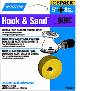 49224 5 In. 8 Hole P60 Hook & Loop Discs, Pack - 25