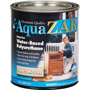 345 1 Quart, Semi Gloss Zar Aqua Zar Water Based Polyurethane