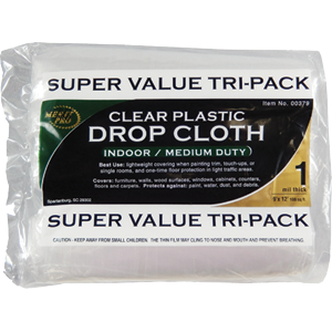 379 9 X 12 Ft. 1 Mil. Dynamic Clear Rolled Drop Cloth, 3 Pack