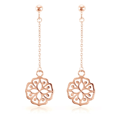 Floral Drop Earrings - Rose Gold Sterling Silver 925