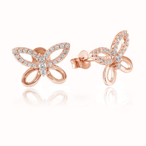 Butterfly Earrings - Rose Gold Sterling Silver 925