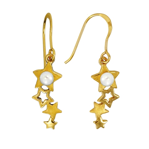 Tumbling Stars Earrings - Yellow Gold Sterling Silver 925