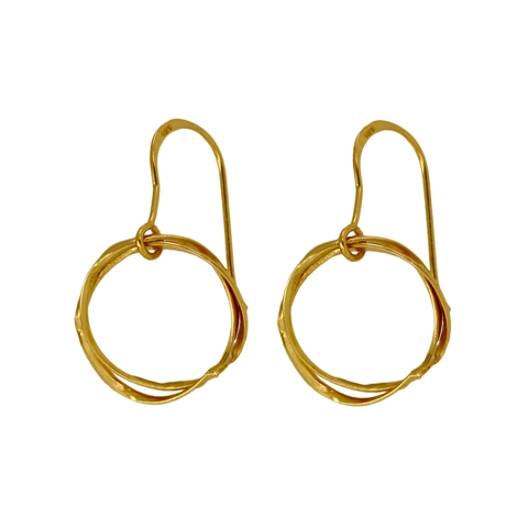 Double Twisted Circle Earrings - Yellow Over Sterling Silver 925