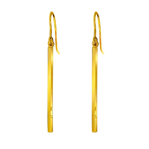 Bar Earrings - Yellow Gold Sterling Silver 925