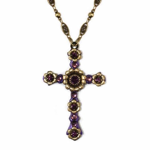 16-20 In. Gold And Purple Cross Necklace