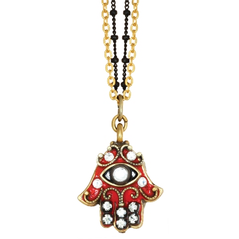 18-22 In. Small Pink Hamsa Necklace