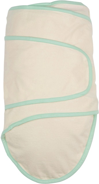 Beige With Green Trim Baby Swaddle Blanket