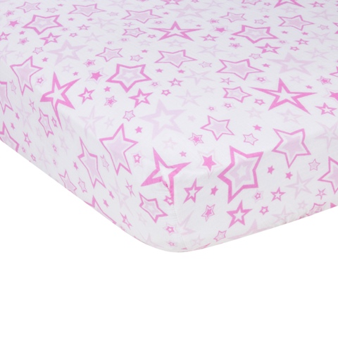 6845 Pink Stars Muslin Crib Sheet