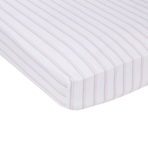 7743 Pink & Gray Stripes Muslin Crib Sheet
