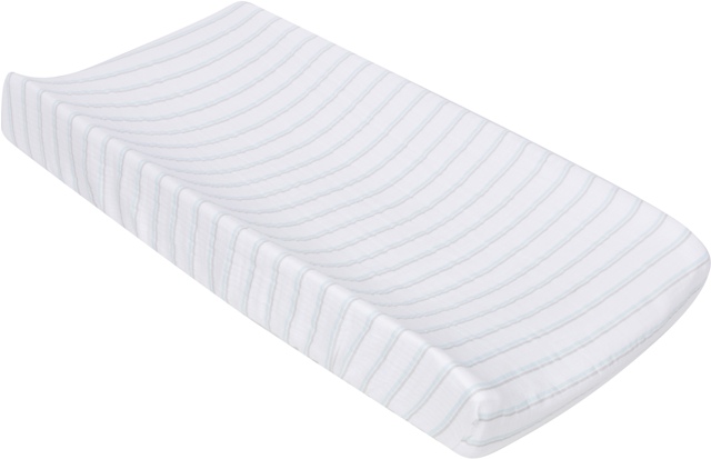 Blue & Gray Stripes Muslin Changing Pad Cover