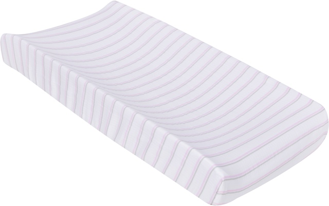 Pink & Gray Stripes Muslin Changing Pad Cover