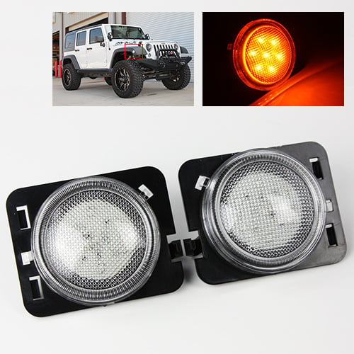 Clear Led Side Marker Lights For Jeep Jk 2007-2015 - Amber