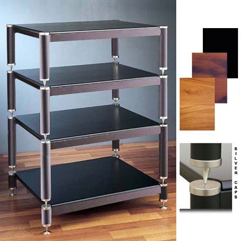 Bl404sc-13 4 Silver Capspike Black Poles 4 Cherry Shelves 13, 9, 7 In. Stand