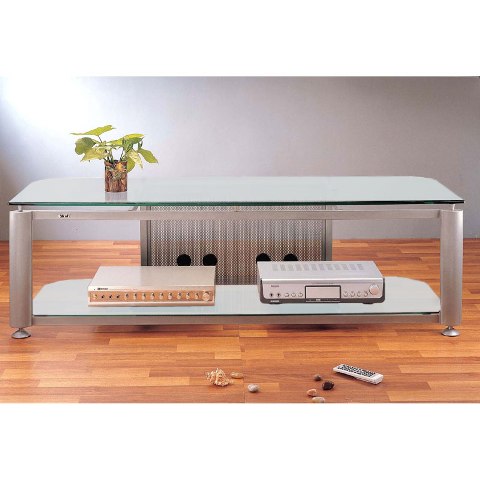 Hgr60sf Silver Oval Poles 2 Frosted Glass 60 In. Plasma Dlp Tv Stand