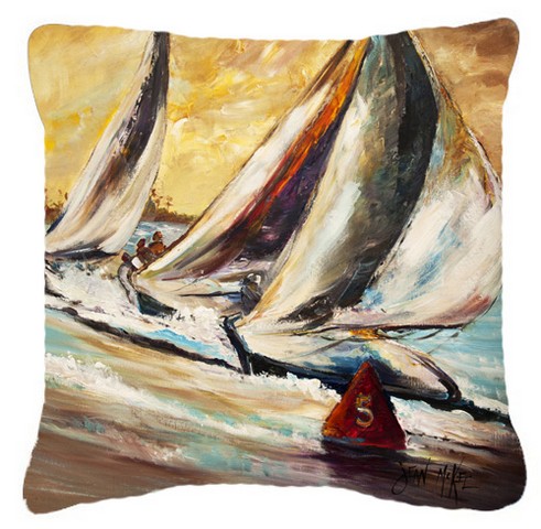 Jmk1244pw1414 Boat Race Sailboats Canvas Fabric Decorative Pillow