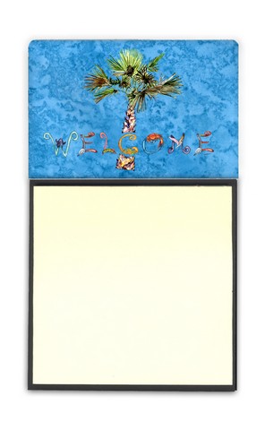 8708sn Welcome Palm Tree On Blue Sticky Note Holder