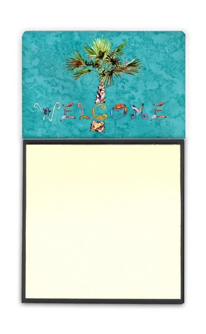 8711sn Welcome Palm Tree On Teal Sticky Note Holder