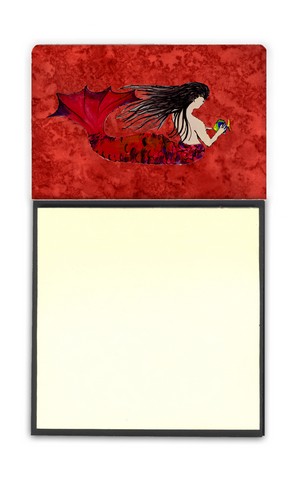 8726sn Black Haired Mermaid On Red Sticky Note Holder