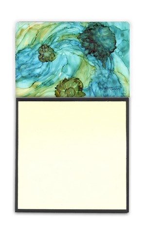8952sn Abstract In Teal Flowers Sticky Note Holder
