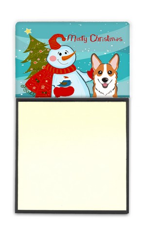 Bb1874sn Snowman With Red Corgi Sticky Note Holder