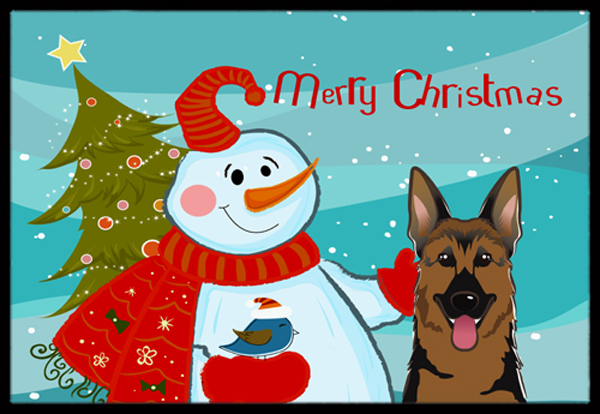 UPC 766191813668 product image for Snowman With German Shepherd Indoor & Outdoor Mat- 18 x 27 in. | upcitemdb.com