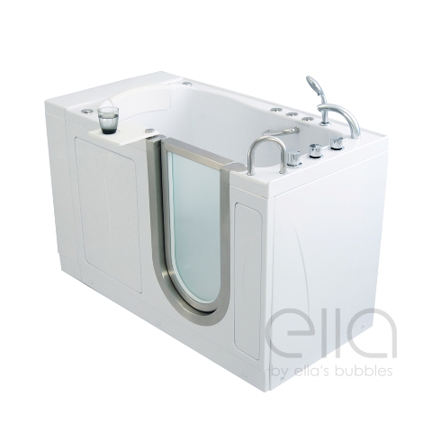 4.33 Ft. X 30 In. Elite Acrylic Walk-in Dual Massage Bathtub In White With Left Drain & Door - Air & Hydro