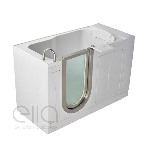 Ella 03167 4.33 Ft. X 28 In. Petite Acrylic Walk-in Soaking Bathtub In White With Left Drain & Door