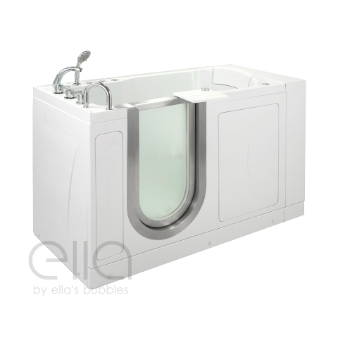 4.33 Ft. X 28 In. Petite Acrylic Walk-in Dual Massage Walk-in Bathtub In White With Left Drain & Door - Air & Hydro