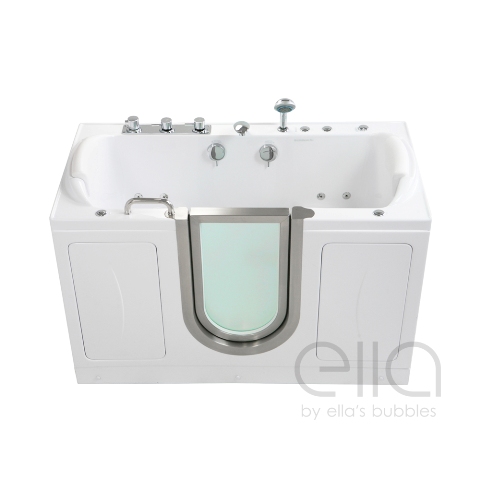 Ella 93085 5 Ft. X 30 In. Companion Two Seat Acrylic Walk-in Dual Massage Bathtub In White With Center Drain & Door - Air & Hydro