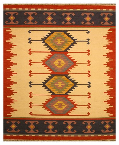 Dn1mu 5 X 8 Ft. Ivory Handmade Wool Keysari Kilim Rug