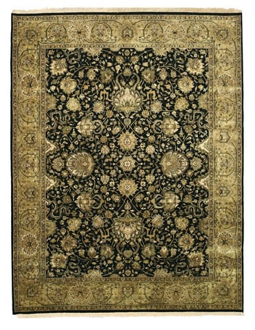 4212 7.83 X 10 Ft. One-of-a-kind Black Hand Knotted New Zealand Wool Tabriz Rug