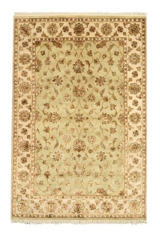 9009 6 X 9.08 Ft. One-of-a-kind Green Hand Knotted Wool & Silk Flower Jaipur Rug