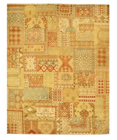 9027 9.25 X 11.75 Ft. One-of-a-kind Multi Hand Knotted Wool Patch Rug