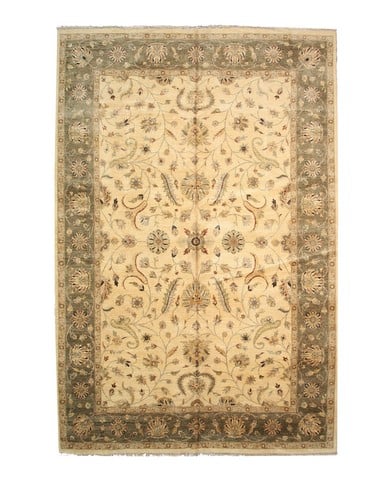 9109 12 X 18 Ft. One-of-a-kind Ivory Hand Knotted Wool Agra Rug
