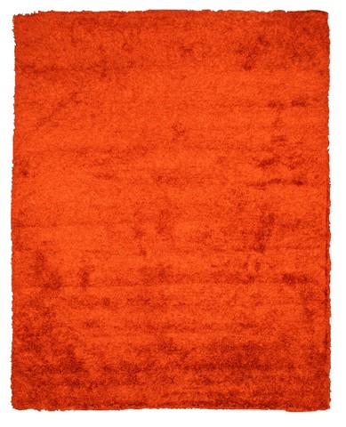 Oshg1rt 7.75 X 9.75 Ft. Orange Handmade Wool & Viscose Shaggy Rug