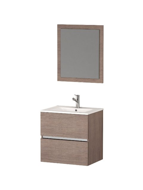 Ikaro 24 Inch Inch Medium Oak Modern Bathroom Vanity Wall Mount With White Integrated Porcelain Sink