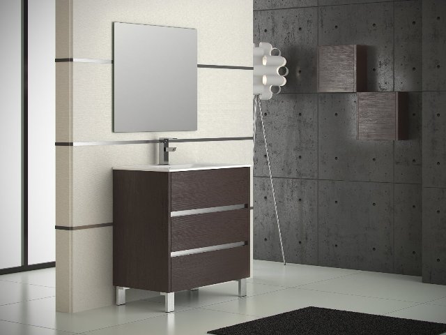 Escorpio 32 Inch Wenge Modern Bathroom Vanity Wall Mount With White Integrated Porcelain Sink