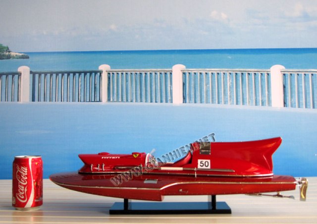 Sb0008p-50 Ferrary Hydroplane Stain Finished Wooden Model Speed Boat