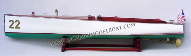 Sb0089p Charles D. Mower Number Speed Boat 22 Wooden Model Speed Boat