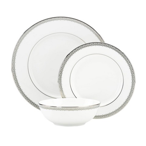 844293 Lace Couture 3-piece Place Setting, White