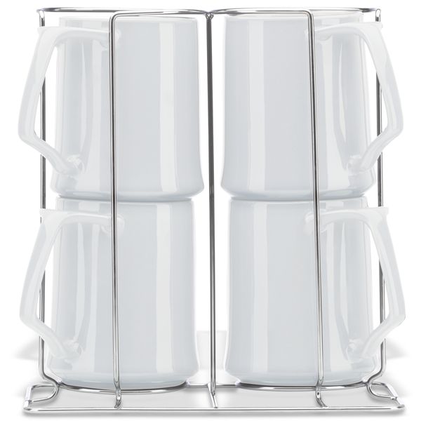 UPC 732316757476 product image for Dansk 846782 Kobenstyle White Dinnerware Mug Set Of 4 With Rack | upcitemdb.com