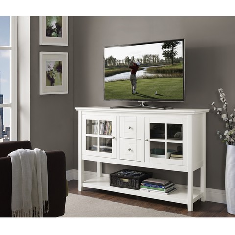 Walker Edison W52c4ctwh 53 X 35 In. Wood Console Table Tv Stand - White