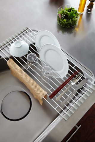 22.8 X 10.2 In. Plate Folding Sink Drainer Rack - Large, White