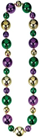 390917 Green Purple And Gold 46 In. X 1.5 In. Mardi Gras Plastic Large Bead Necklaces - Pack Of 2