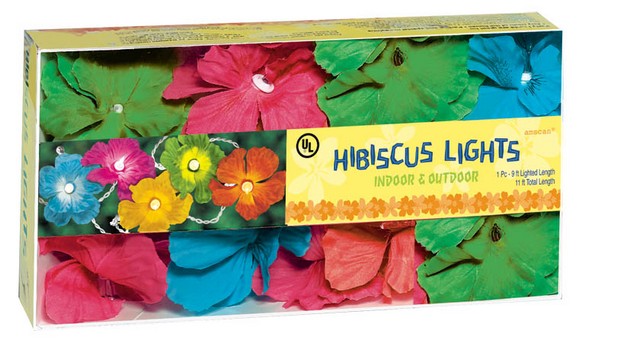 240806 Grasslands Road Multi Color Hibiscus Flower Patio Light Set, 9 Ft. - Pack Of 6
