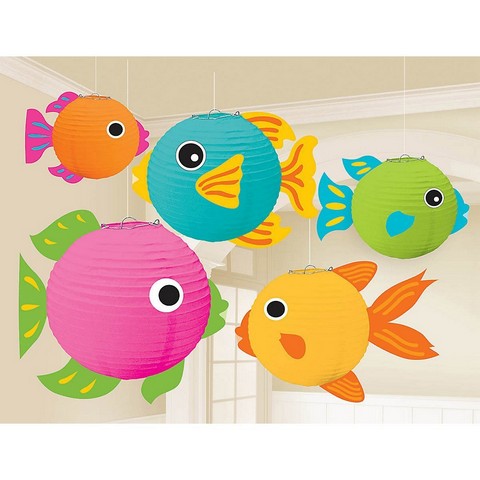 241092 3d Tropical Fish Paper Lanterns - Pack Of 30