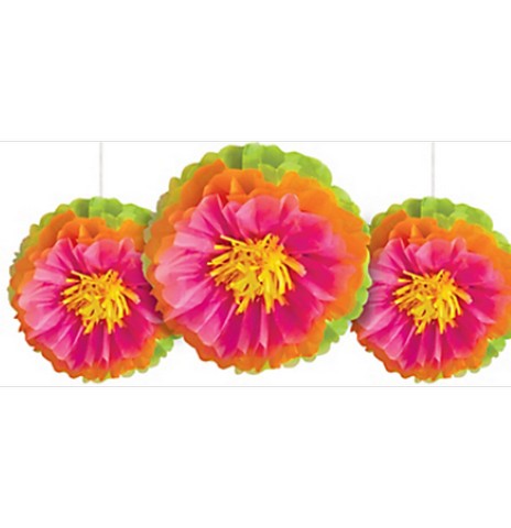 180097 Tropical Flower Fluffy Decorations - Pack Of 27